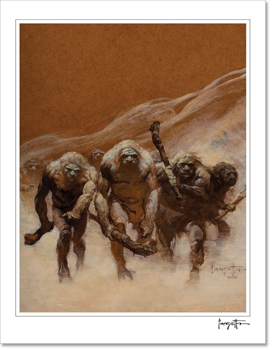 FrazettaGirls Art Print Fine art print / Stretched on wooden bar / 18x24 Neanderthal Print