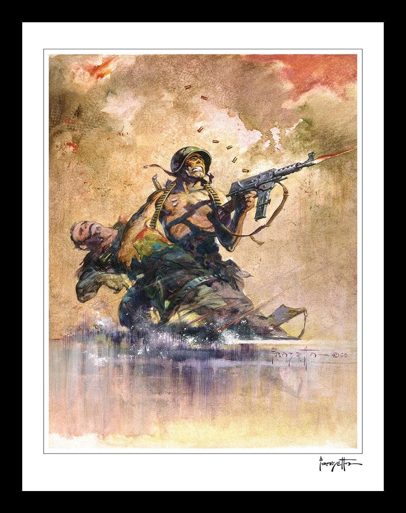 FrazettaGirls Art Print Fine art print / Textured fine art / 16x20 Combat Print