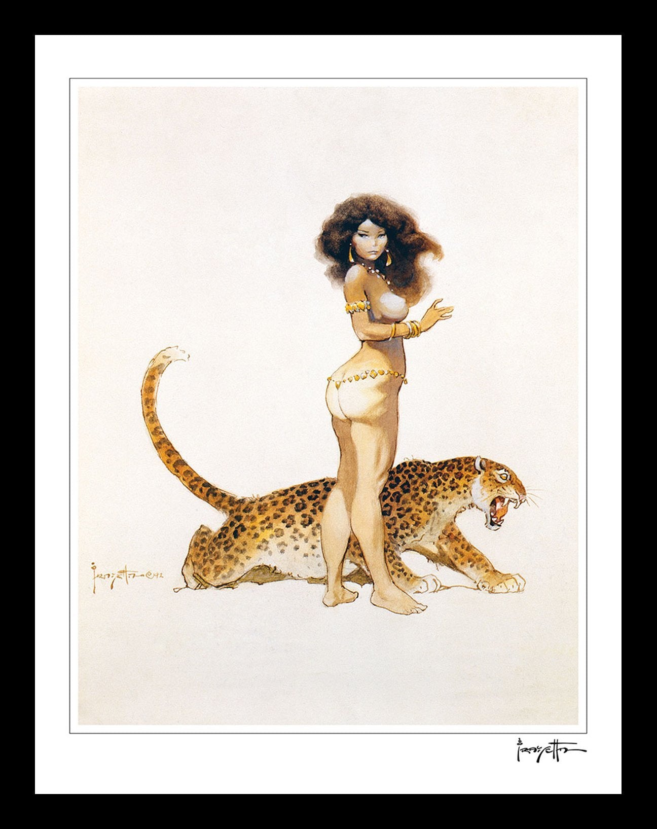 FrazettaGirls Art Print Frame print / Textured fine art / 16x20 Girl with Leopard Print