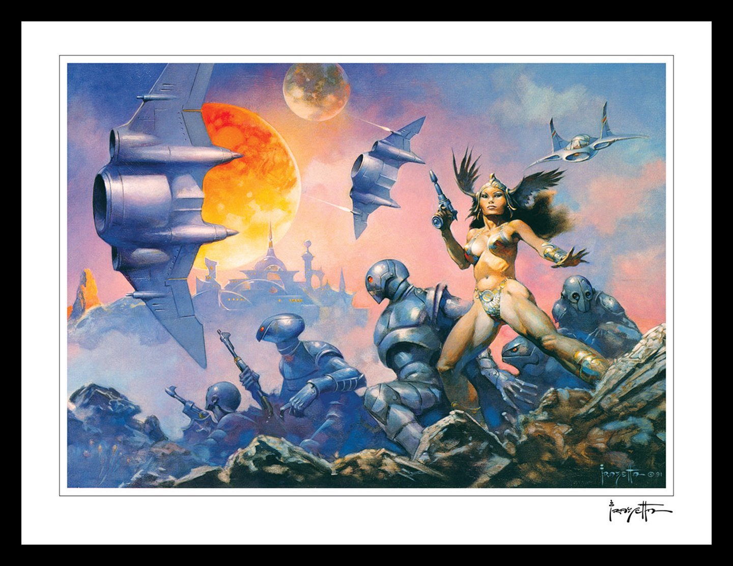 FrazettaGirls Art Print Framed print / Semi-matte photo print / 16x20 Dawn Attack Print
