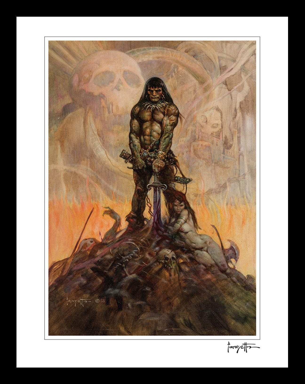 FrazettaGirls Art Print Framed print / Stretched on wooden bar / 16x20 Conan The Barbarian Print