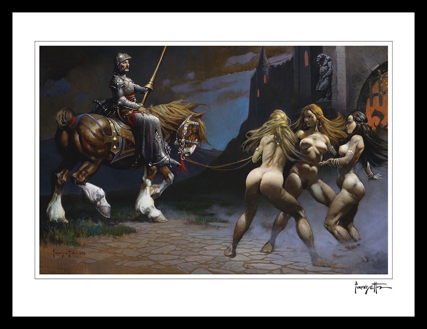 FrazettaGirls Art Print Framed print / Stretched on wooden bar / 18x24 Castle of Sin Print