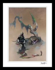 FrazettaGirls Art Print Framed print / Stretched on wooden bar / 18x24 Death Dealer IV Print