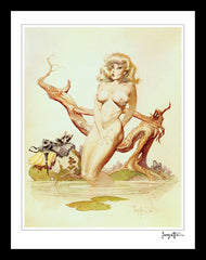 FrazettaGirls Art Print Framed print / Stretched on wooden bar / 18x24 Girl Bathing Print