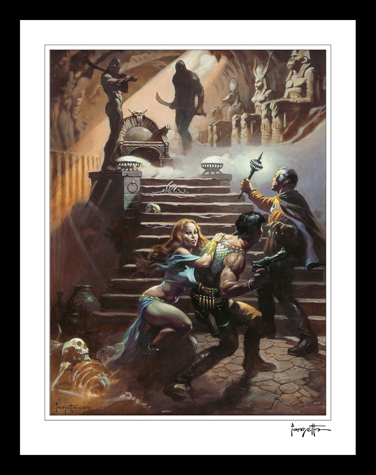 FrazettaGirls Art Print Framed print / Stretched on wooden bar / 18x24 Pharaoh's Tomb Print