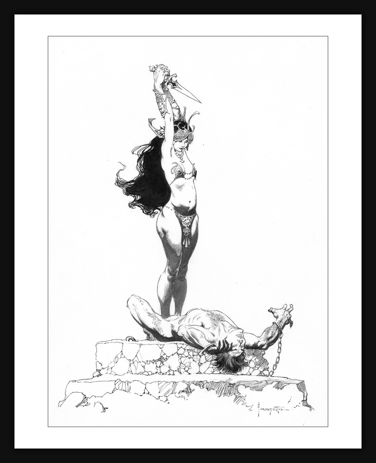 FrazettaGirls Framed print / 8.5x11 Girl with Dagger Print