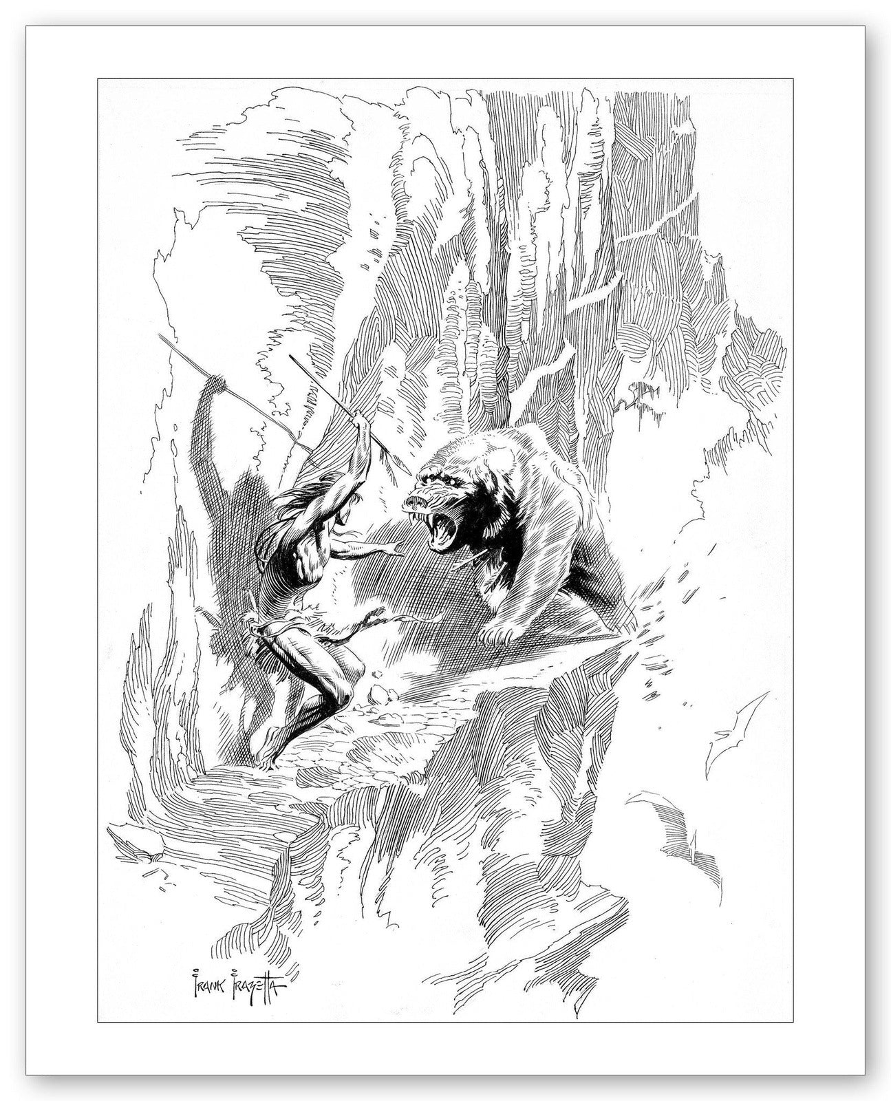 FrazettaGirls Tarzan At The Earth's Core Bear Attack