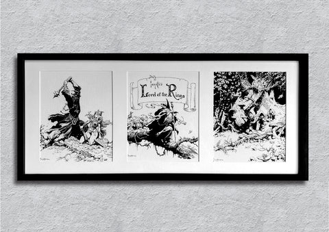 Frazetta's Trio 'Lord of The Rings' Framed Art Print- 32x14